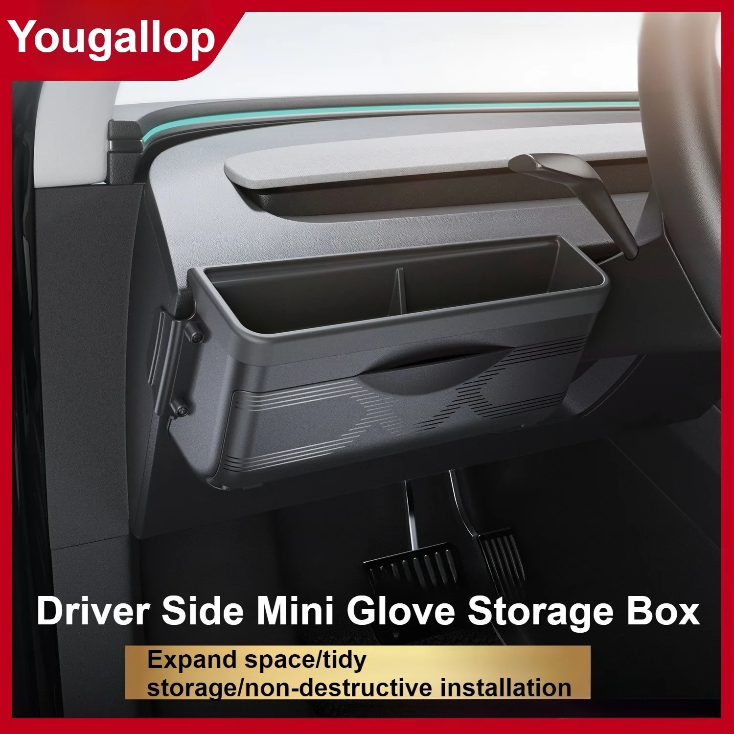 For Tesla Model Y YL Juniper 2025 2026 Driver Side Mini Glove Storage Box Phone Holder Storage Glasses Case Car Auto Accessories