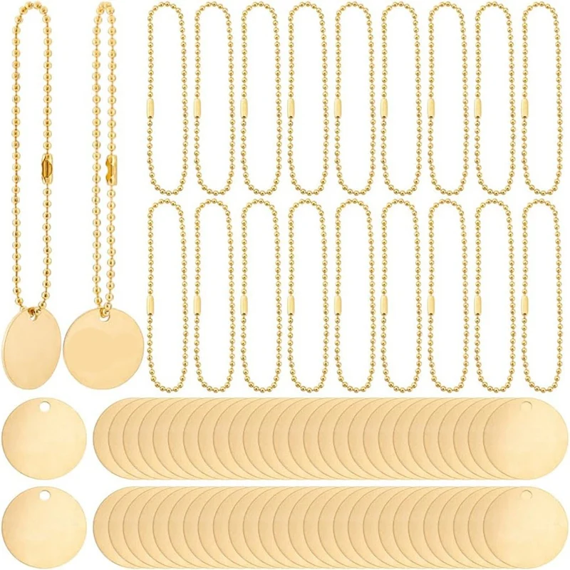 Étiquettes rondes en laiton de 1 pouce, 50 pièces, boule de 2.4mm, pour animaux de compagnie, plantes, porte, plantes prédire, bricolage, artisanat, bijoux, exécutif