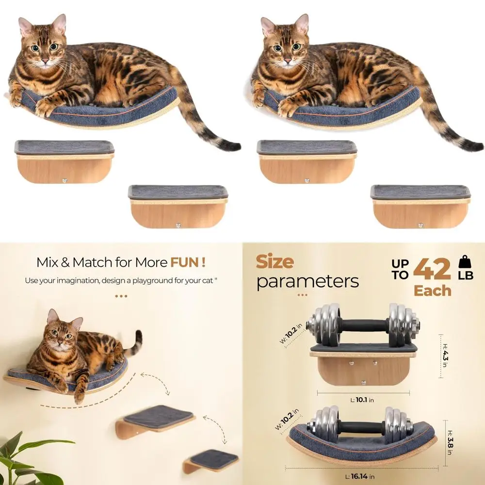 

Modern Wall-Mounted Cat Steps with Removable Scratching Cover, Ladder, Perch, and Sleep Space