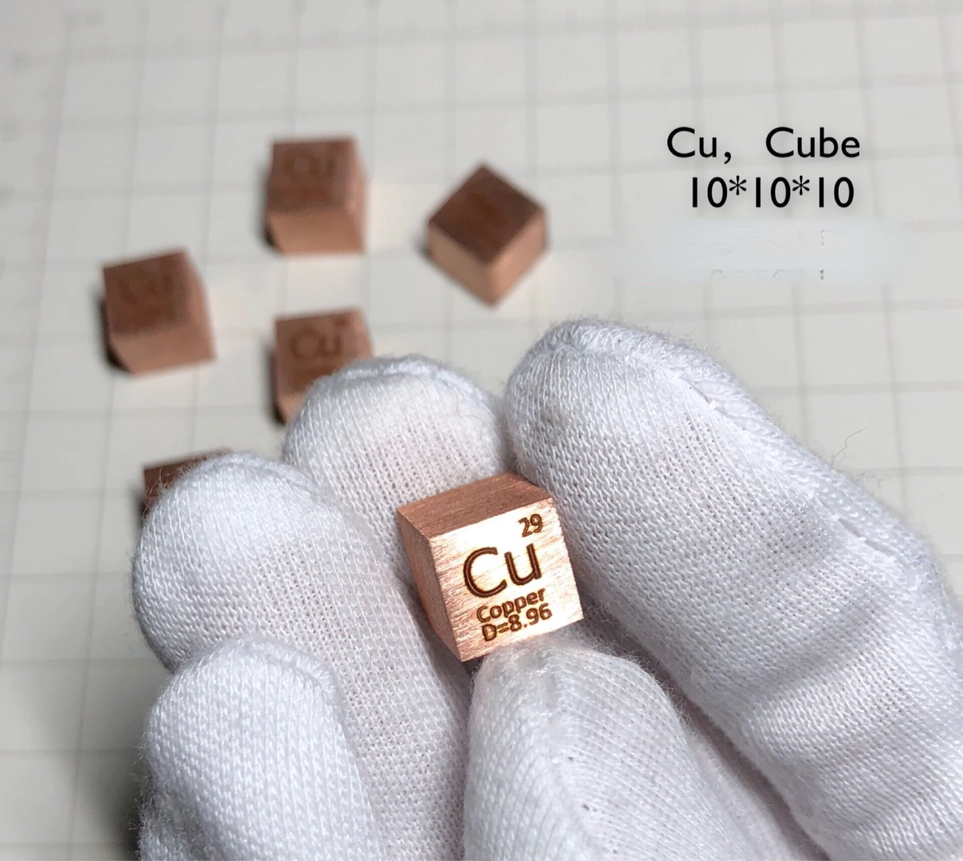 Copper Cube with Light Metal Copper Periodic Phenotypic Cube 10mm 8.9g Cu 99.95 Copper Cube