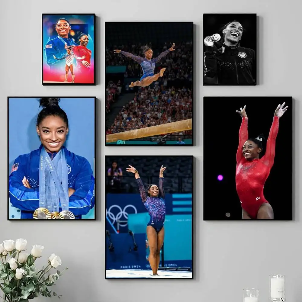 1PC gymnast S-Simone B-Biles  Poster Self-adhesive Art Water