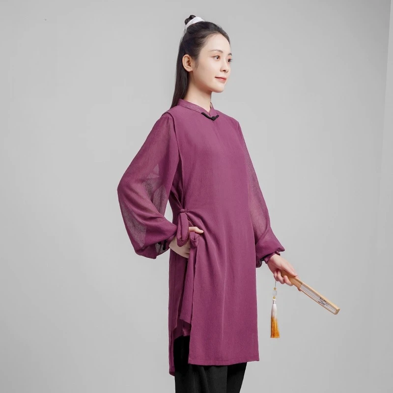 Elegant Women's Wushu Tai Chi Suit Chinese Kung Fu Uniform with Fluid Drape Breathable & Comfortable for Martial Arts Practice