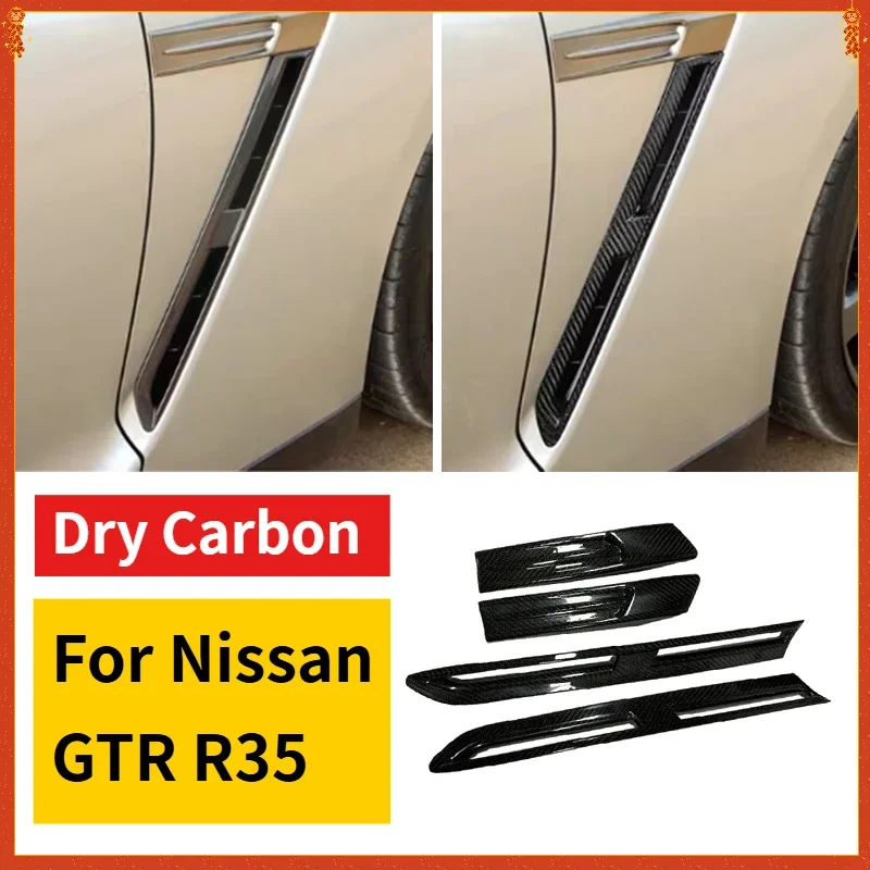 

For Nissan GTR R35 Real Dry Carbon Fiber 08-16 Exterior Side Fender Air Vent Panel Decoration Modification Body Kit Accessories