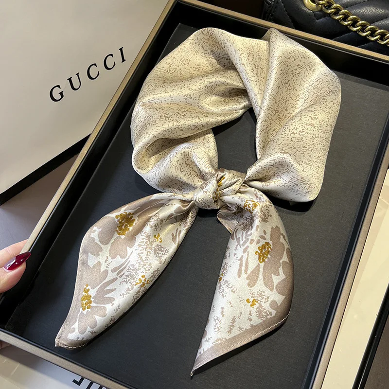 Syal desain cetak sutra untuk wanita baru 70cm tas tangan dasi leher Fashion selendang syal pergelangan tangan syal wanita