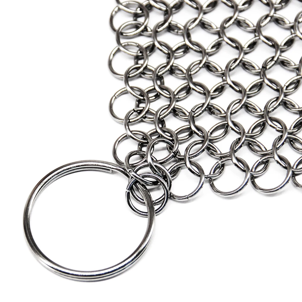 Stainless Steel Silver Cast Iron Cleaner Chainmail Scrubber Home Cookware Kitchen Clean Tool