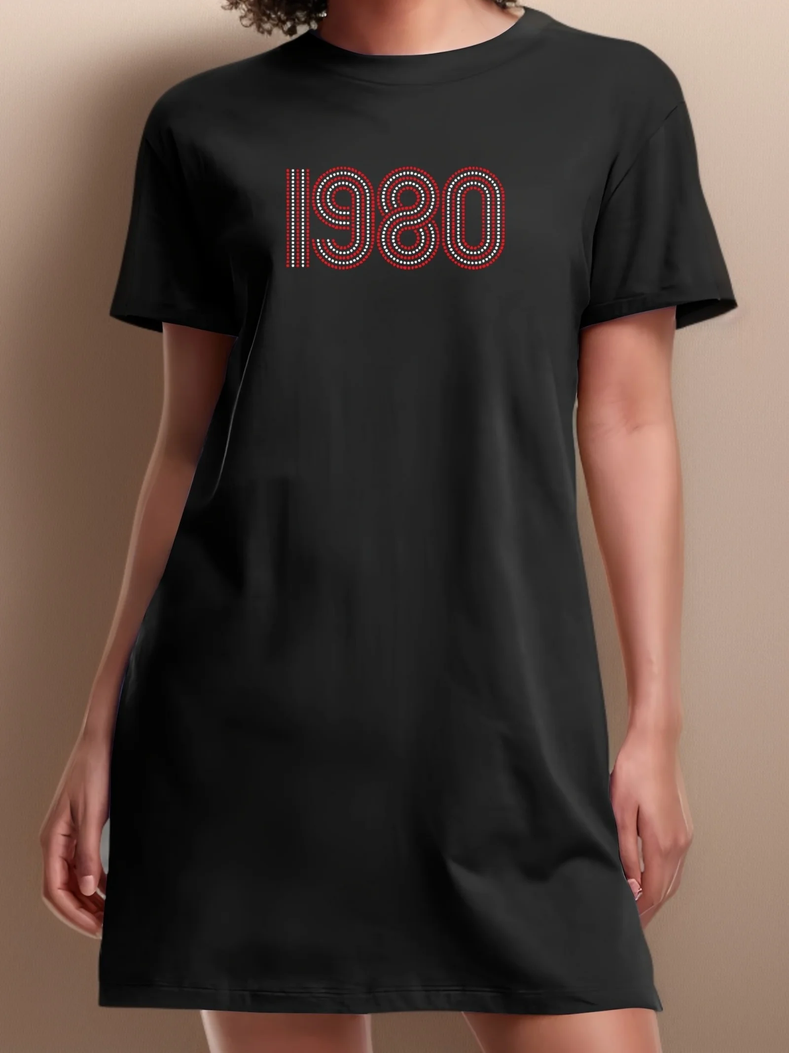 

New Styles Letter Printed Tee Dress Short Sleeve Round Neck Casual Dress For Summer Women's Breathable Plus Size Clothing