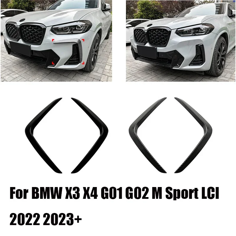 

For BMW X3 X4 G01 G02 M Sport LCI Front Bumper Lip Side Spoiler Lamp Frames Cover Grille Gloss Black Splitter Sticker 2022 2023