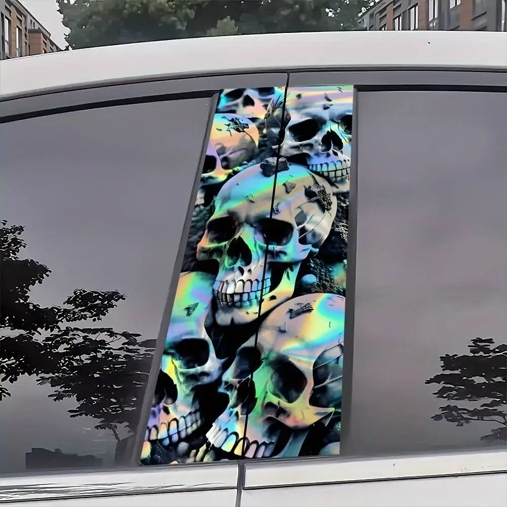 Alien Monster Skull Car B Pillar Stickers Decals Colorful PVC Semi Gloss S