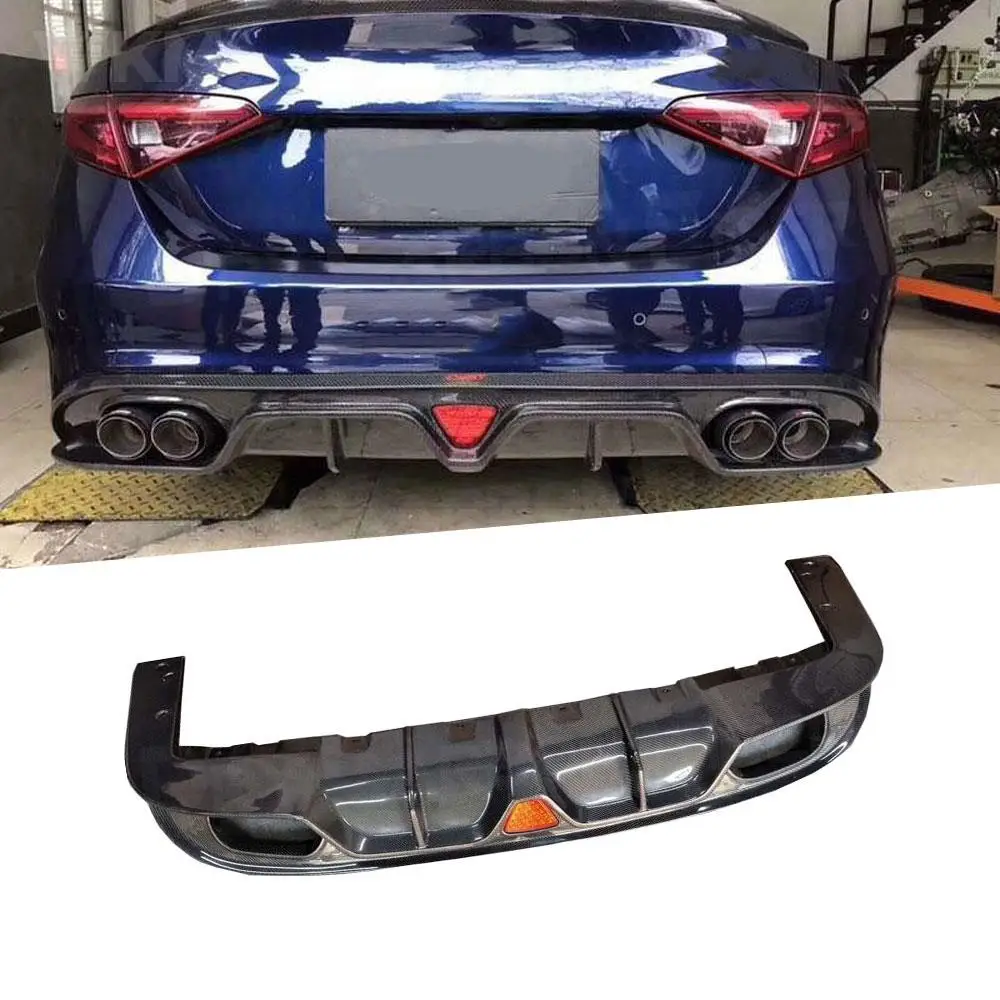 

Carbon Fiber Rear Lip Diffuser Spoiler for Alfa Romeo Giulia Sedan 4 Door 2016 2017 With Lamp Bumper Guard FRP