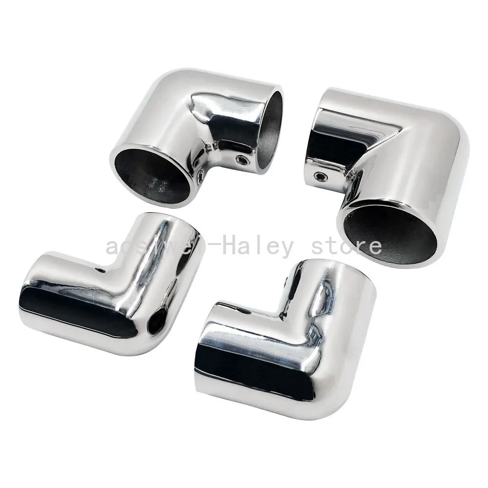Boat 316 Stainless Steel 2-Way 22/25/30/32mm Tube Connector 90° Elbow Pipe Handrail Fitting Pipe Components Marine Hardware