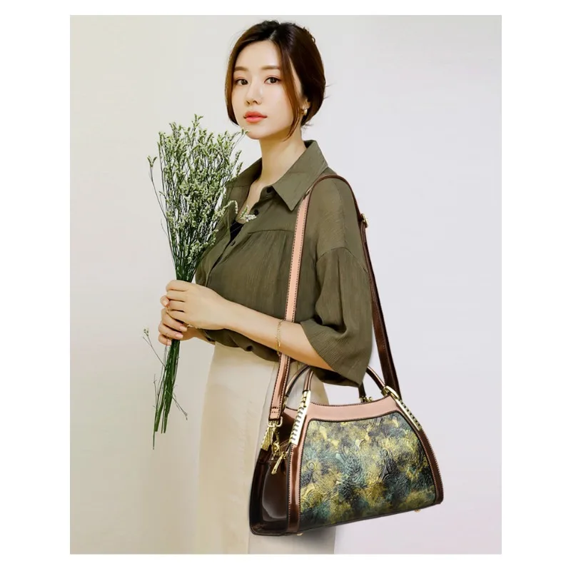 Exquisite Retro Flower Pattern PU Hobos Handbags Sense of Luxury Color Matching High Quality Shoulder Bags 2024 Fashion Hot Sale