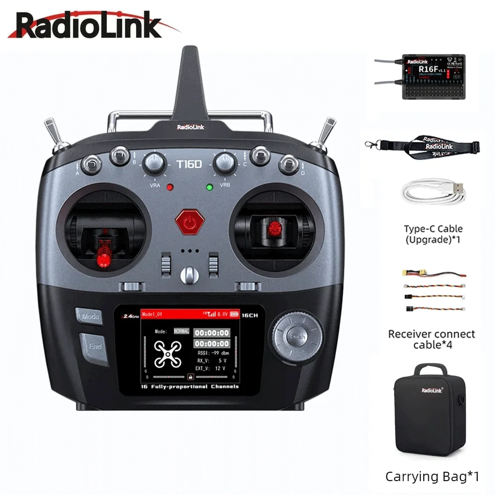 Radiolink T16D 16 Channels 2.4G RC Transmitter and R16F Receiver Support ELRS Module 3ms Response for RC FPV Freestyle Drone