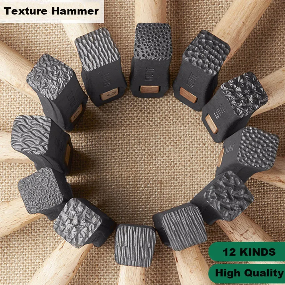 1PCS Jewelry Tool Texture Hammer with Wooden Handle Punch Printing Metal  Mallet For Jewelry Repair & DIY Carving Tools