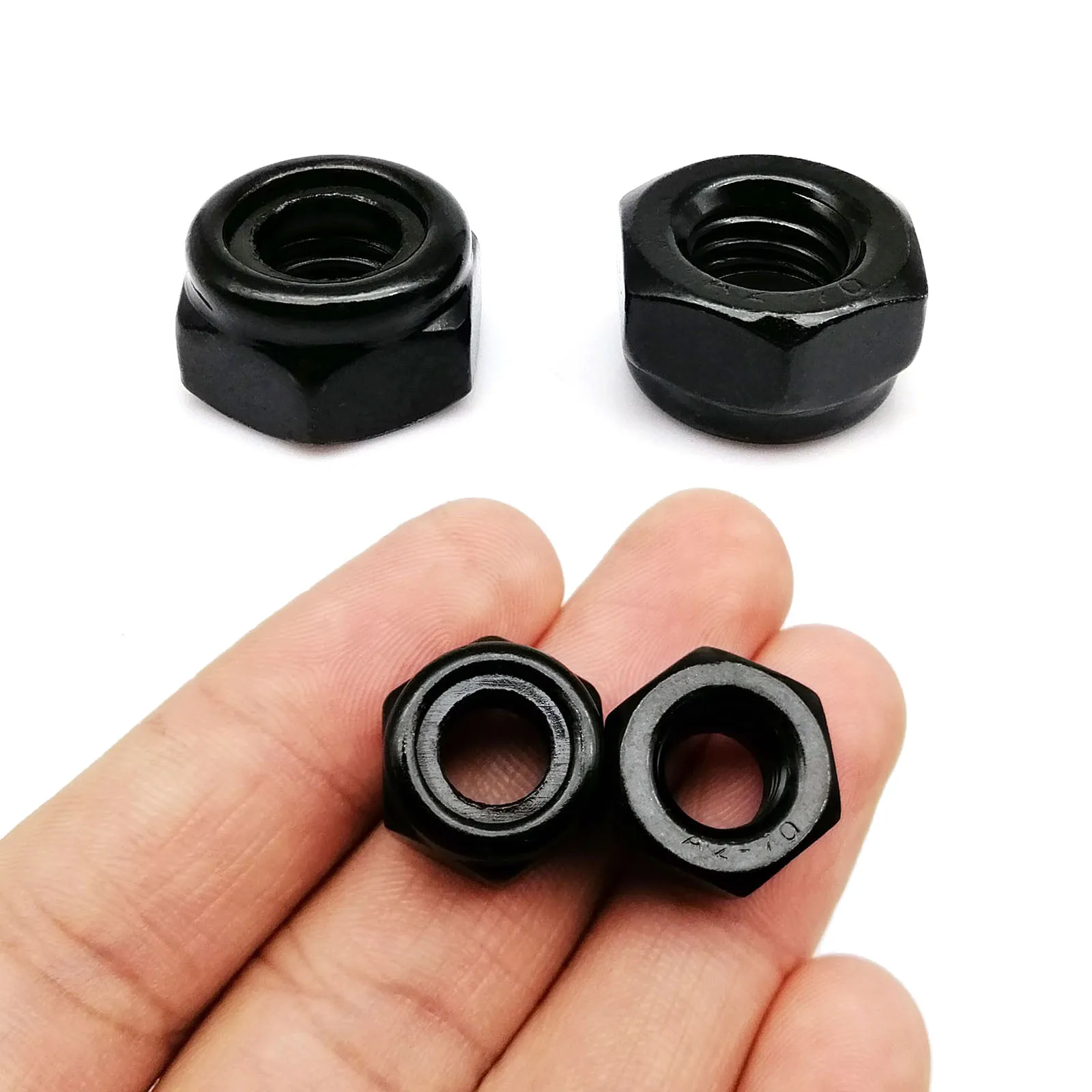 2/10/25 M2 M2.5 M3 M4 M5 M6 M8 M10 M12  Black 304 Stainless Steel Hexagonal Hex Self-locking Locknut Nylon Insert Lock Nut