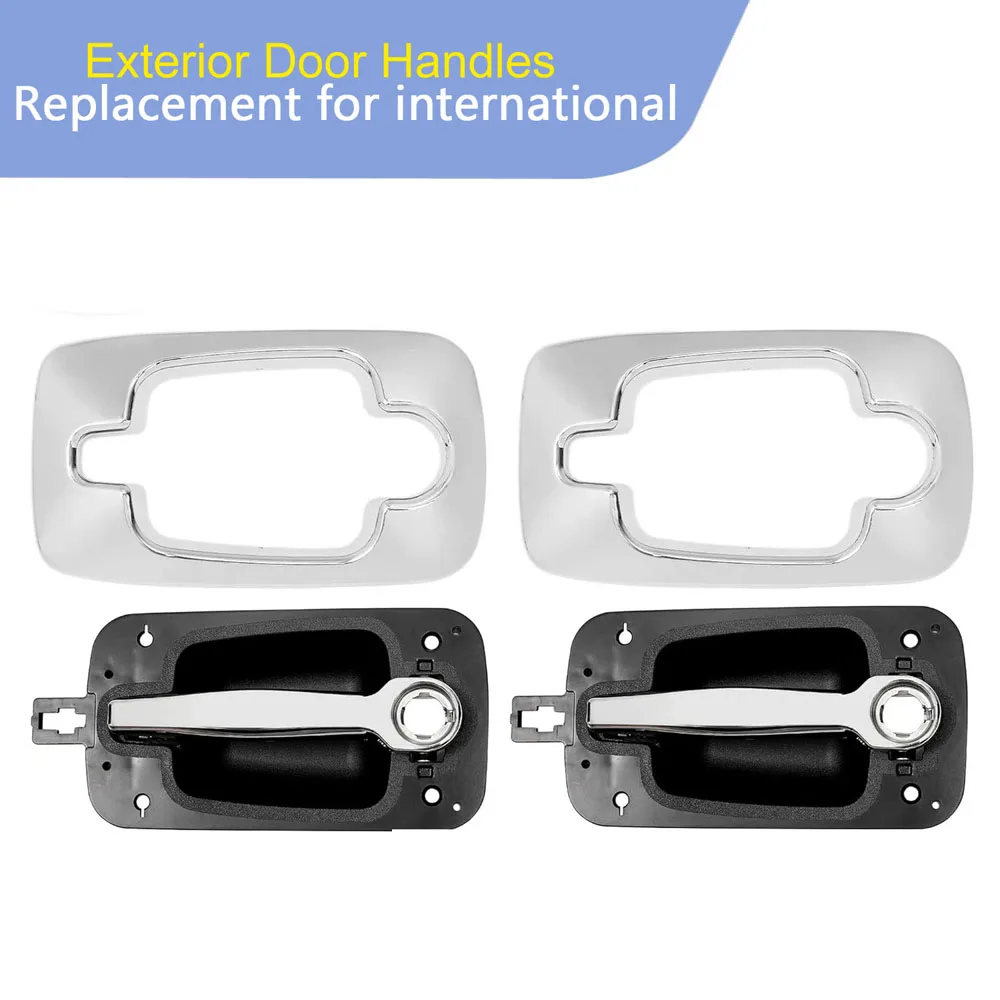 

Chrome Black Lever Truck Exterior Door Handles Front Left/Right with Key Hole 2594003C1 / International Prostar 2003-2014