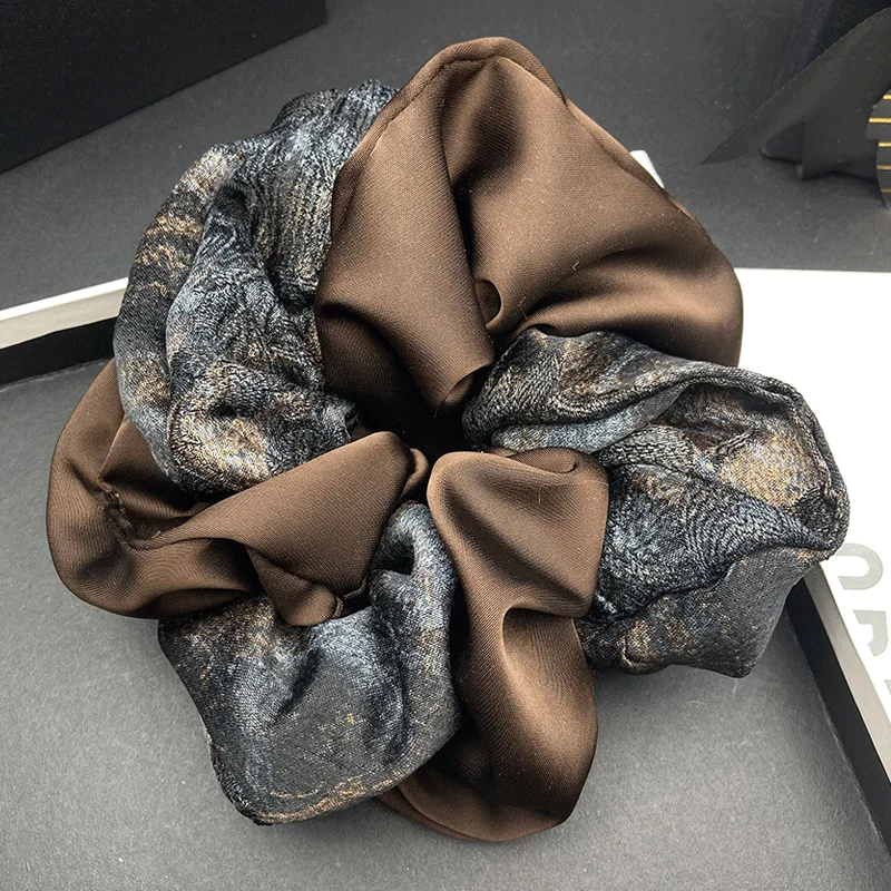 Dyeing Double Satin Large Intestine Loop Texture niche Original Hair Rope Fabric Quality Headband Rubber Band Women's Hair Bundl