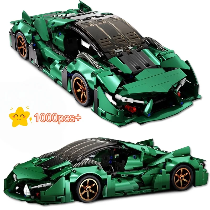

Технические строительные блоки 2025, сделай сам, зеленый спортивный автомобиль, супергоночные строительные блоки, модель, подарки на день рождения, Рождество, Хэллоуин, дети