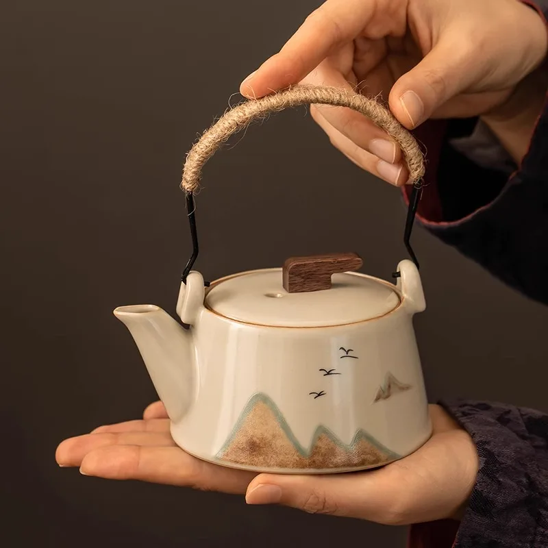 

Чайник Mihuang Ru Kiln, маленький керамический горшок с ручкой, бытовой легкий роскошный одинарный чайный сервиз высокого класса с фильтром