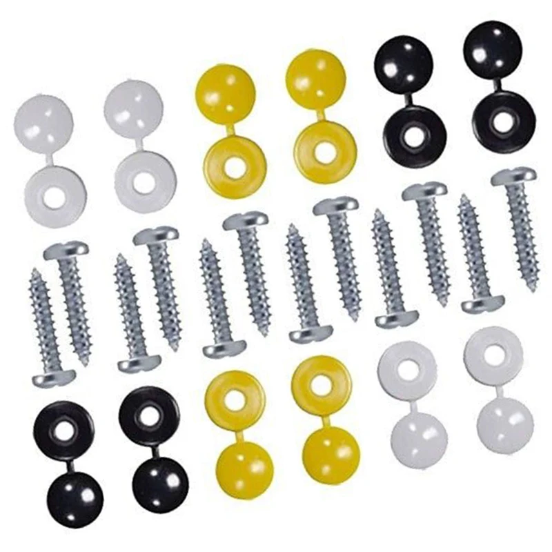 

24Pcs Nuts Bolts Set With 12 Self-Tapping Screws And 12 Screw Caps For Car License Plate Fixation Car Parts
