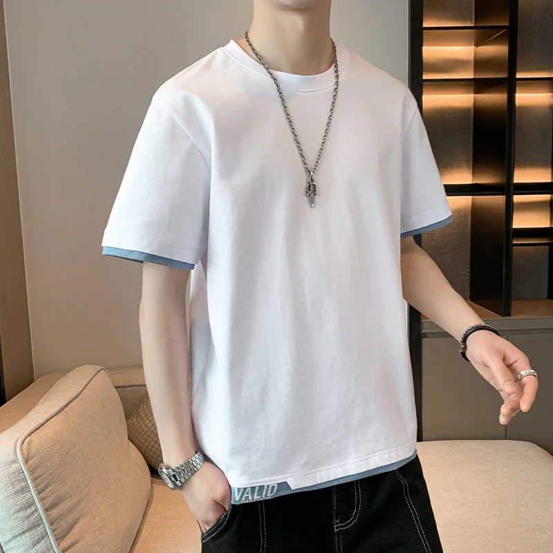 Men's Cotton T Shirt White 4XL Big Size T-shirts for Men Summer Casual Wear Fashion Letter Print Men Tee Shirts Male Clothes