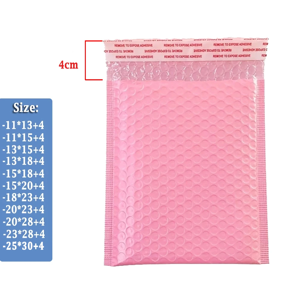 50 قطعة فقاعة البريدية فقاعة المغلفات حقيبة الوردي مقاوم للماء الذاتي الالتصاق ختم الشحن السريع المغلف حقيبة التعبئة والتغليف خفيفة الوزن