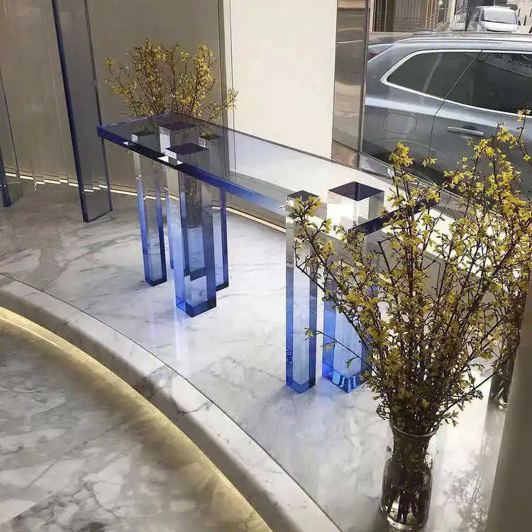fj-New Design Nordic Simple Style Villa Living Room Acrylic Porch Table High Class Modern Blue Acrylic Entryway Table