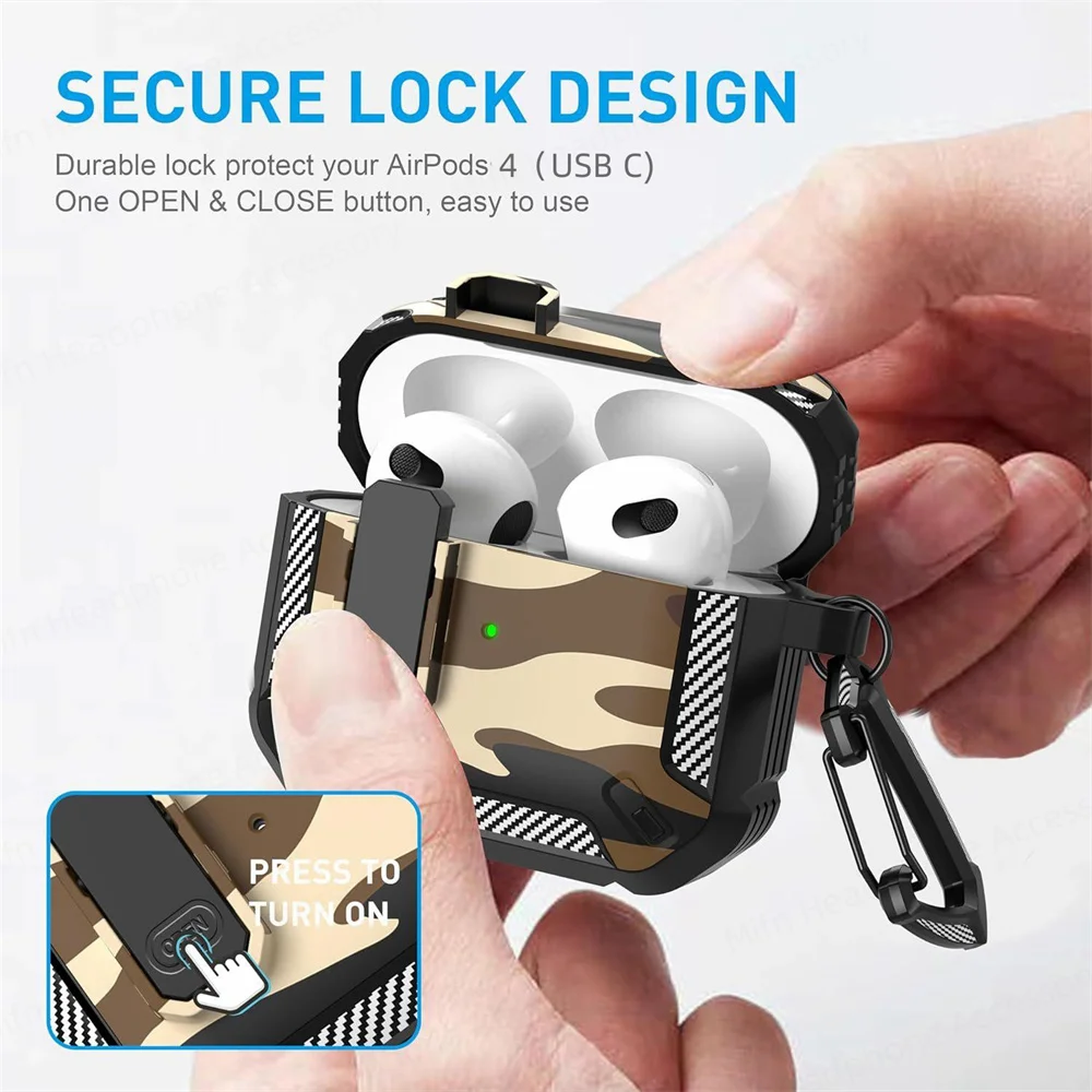 Camouflage switch Headphone cases For 2024 New Airpods 4（USB C）Wireless Bluetooth protective case for Man for AirPods 4th Gen