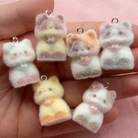 10pcs Plush Resin Cute 3D Coffee Kitten Keychain Pendant DIY Pendant Phone Chain Bag Pendant Accessories