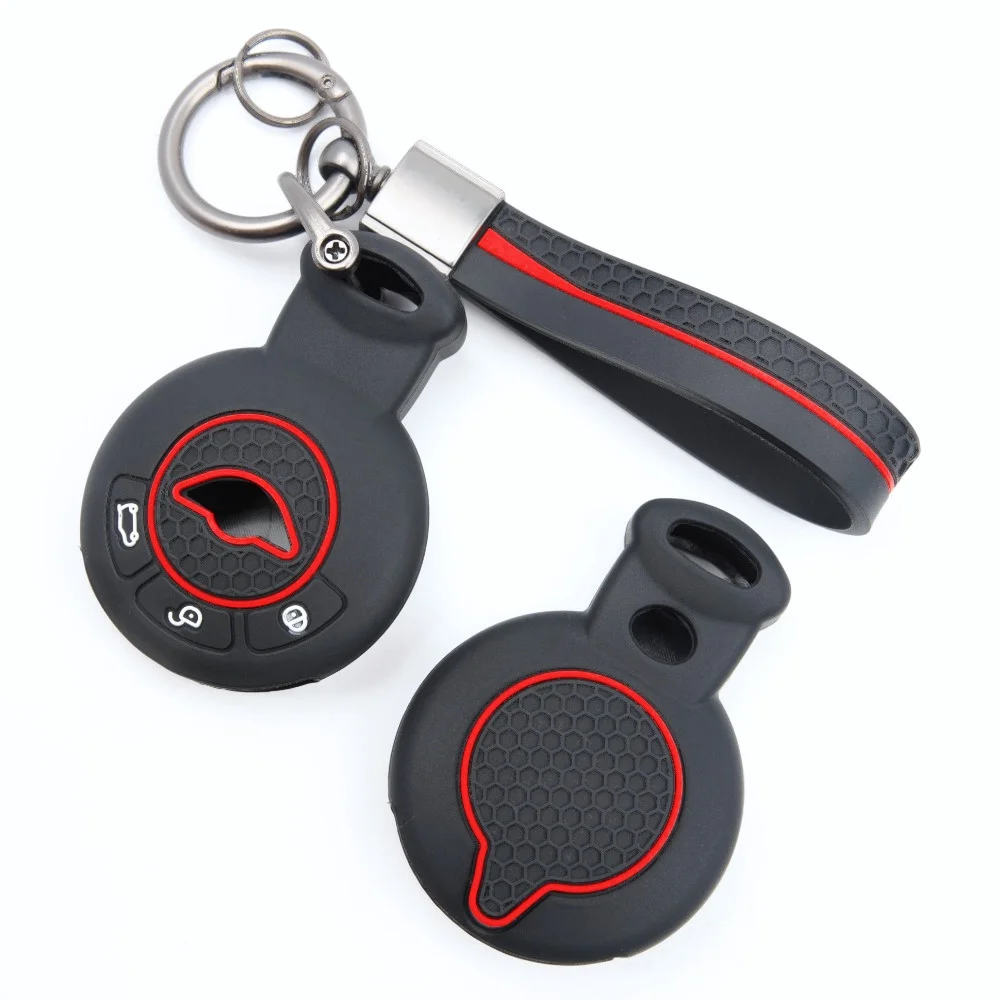 Silicone Car Key Fob Cover For BMW Mini Cooper Clubman Countryman Paceman Roadster R56 R57 CAS3 with ring wrist strap