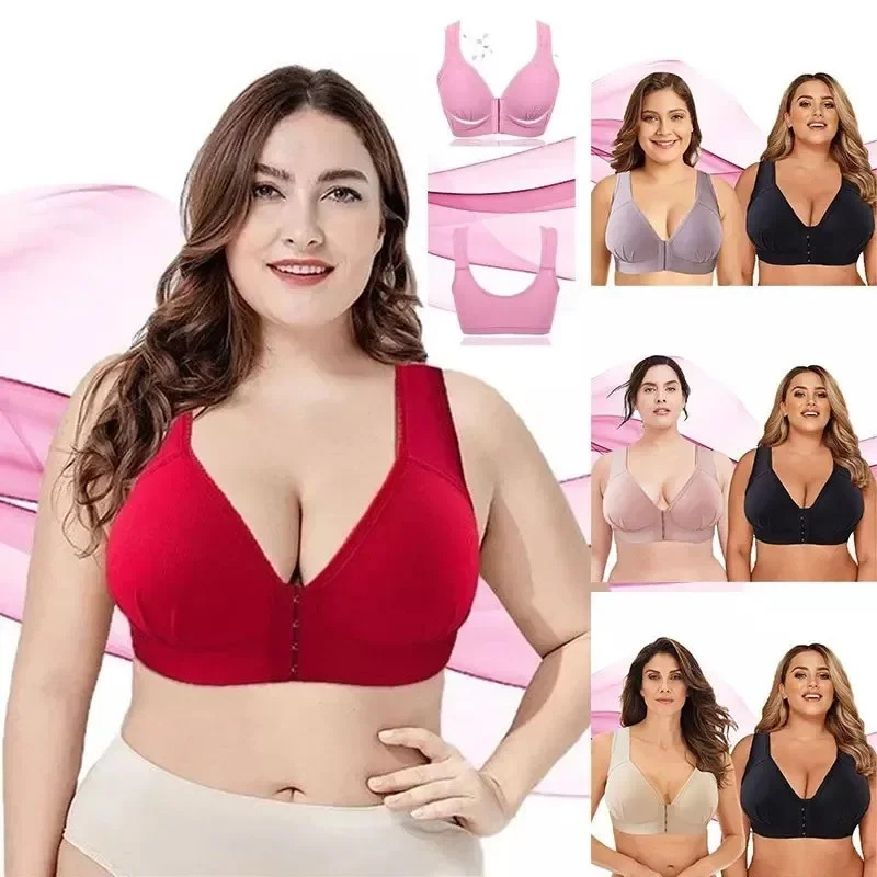 

Plus Size Seamless Sexy Push Up Bra Front Closure Gathered Bralette Thin Breathable Wireless Breastfeeding Underwear Nursing Bra