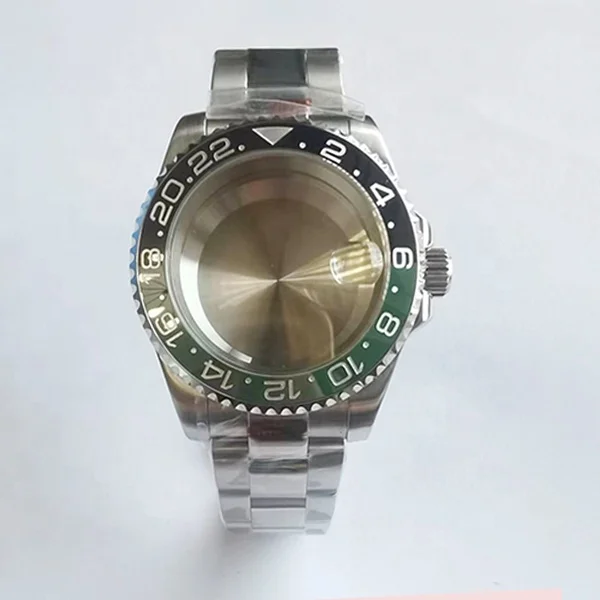 40mm GMT 시계 케이스 NH34 NH35 NH36 사파이어 유리 Oy-ster 팔찌 세라믹 베젤 사이클롭스