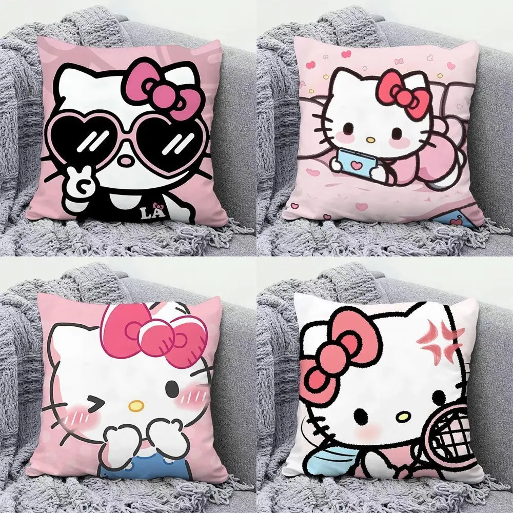 Nuovo cuscino Hello Kitty Fodera per cuscino simpatico cartone animato Cuscino decorativo a forma di cuore per ragazza per divano del soggiorno Federa per pisolino da ufficio