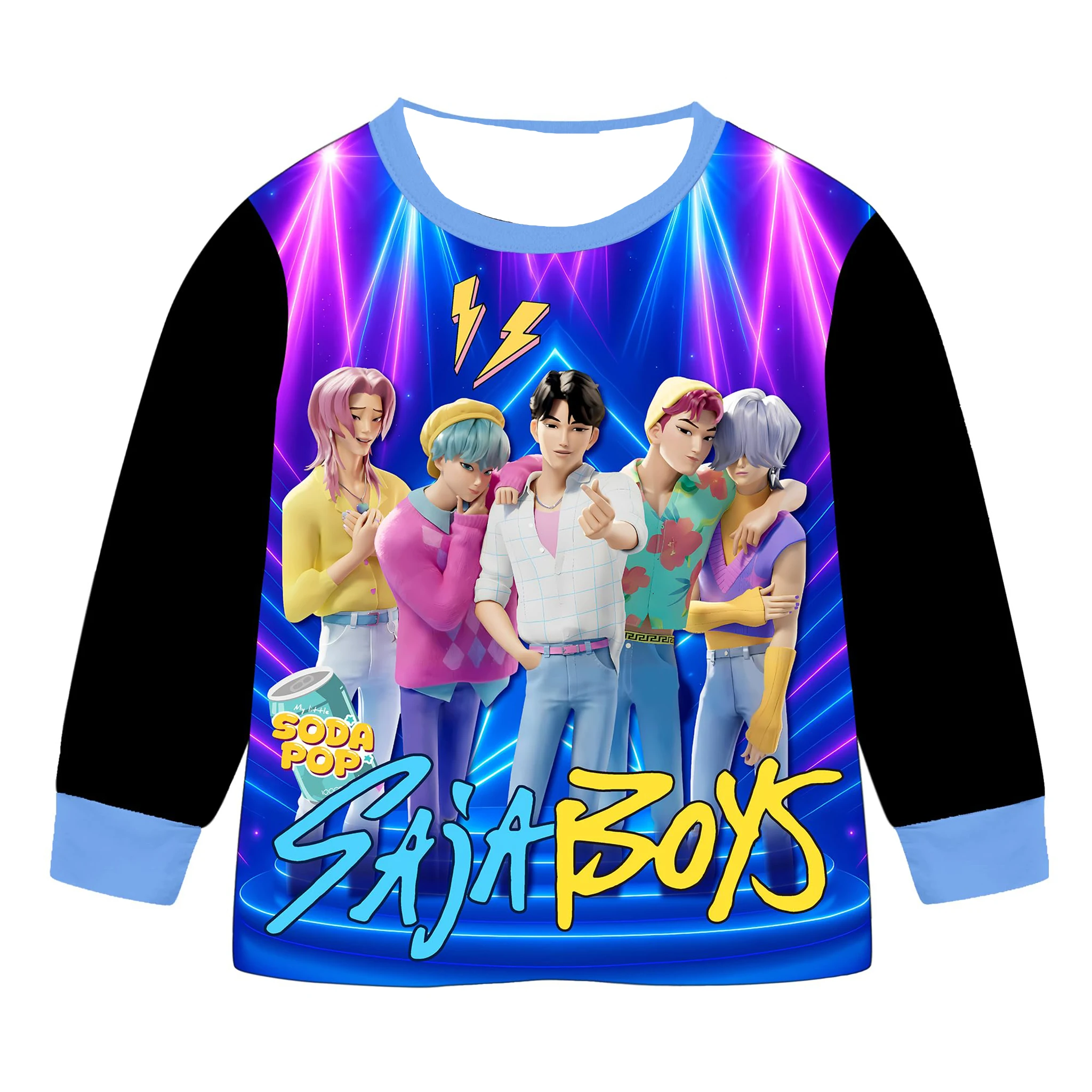 سترة بغطاء للرأس مطبوعة للأولاد من K-POP Saja للرجال والنساء والأطفال برقبة دائرية وأكمام طويلة معطف فضفاض للخريف والشتاء ملابس داخلية