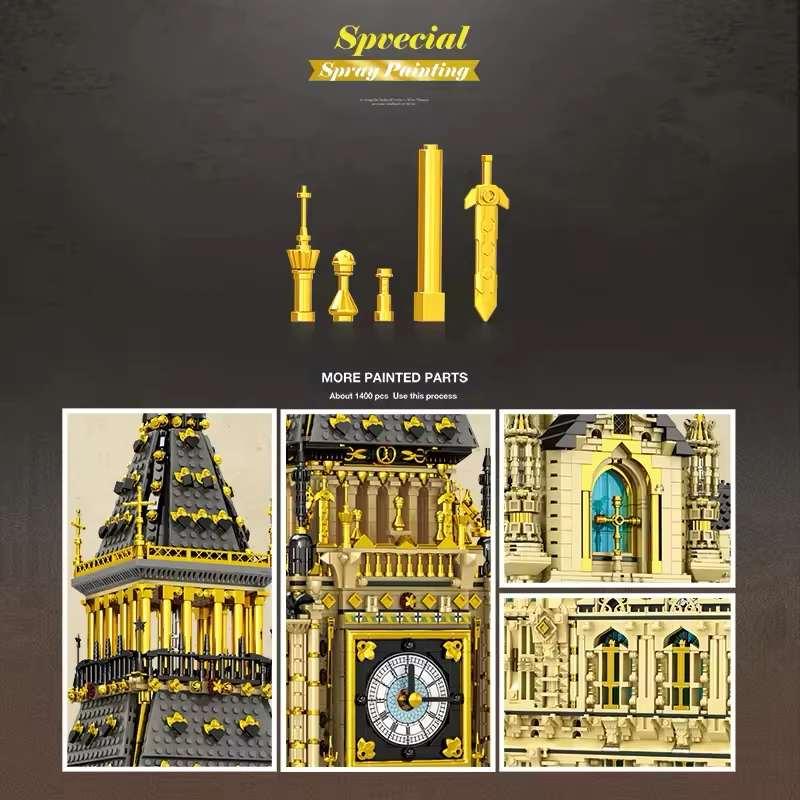 시계탑 런던 도시 빅벤 모델 빌딩 블록 세계적으로 유명한 건축물 벽돌 공예 장난감 어린이를위한 생일 선물