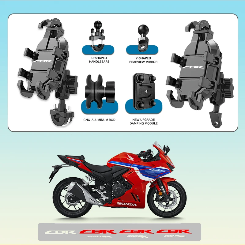 

For Honda CBR CBRFIREBLADE FIREBLADE CB650R CBR900RR Phone Mount Stand Motorcycle Holder 360° Rotatable ABS Adjustable