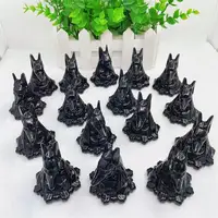 5.7cm Natural Black Obsidian Anubis Hand Carved Crystals Stones Healing Polished Mineral Ornaments Home Decoration 1pcs 4