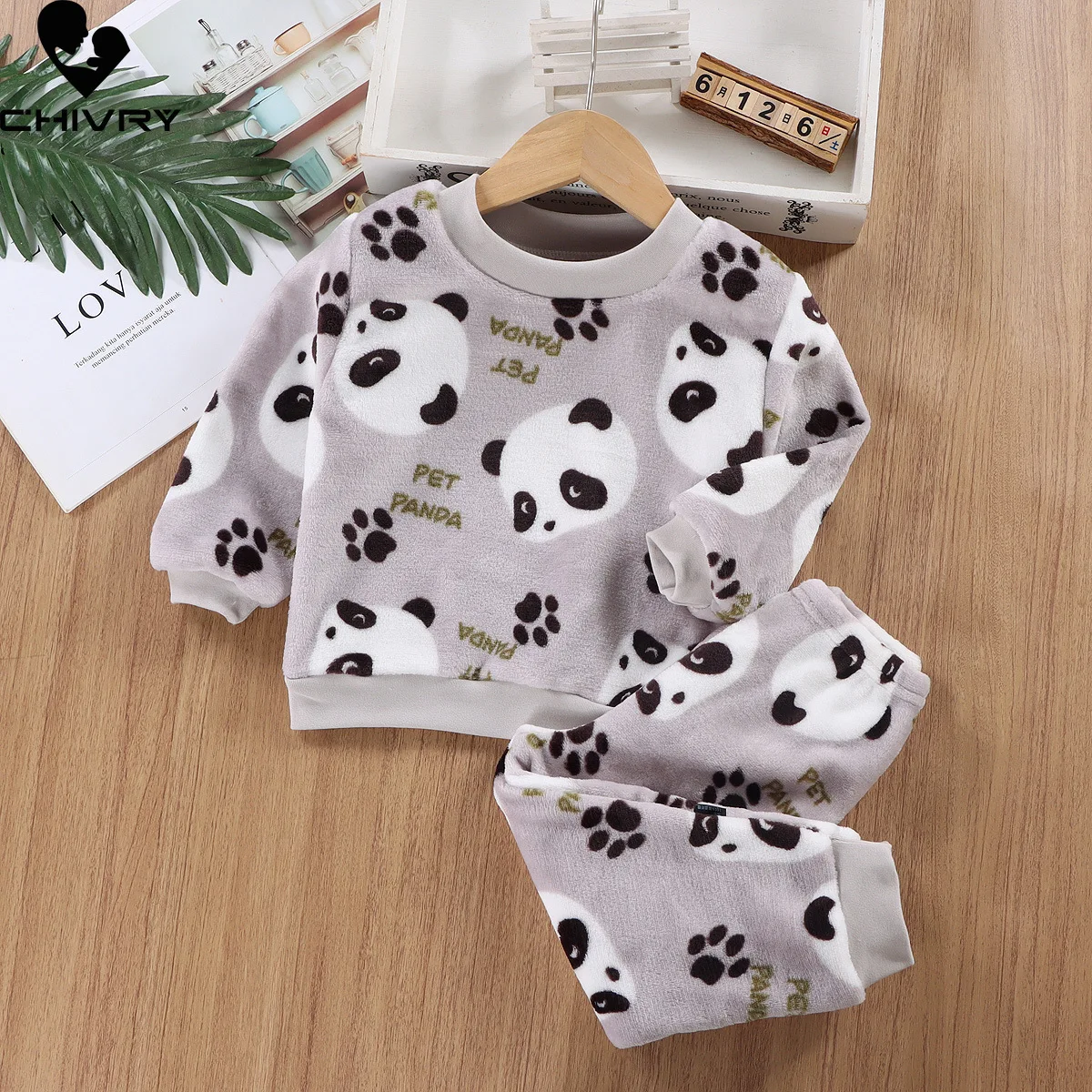 New Autumn Winter Kids Thick Warm Flannel Pajama Sets Baby Boys Girls Cartoon Long Sleeve O-neck Clothing Sets Sleepwear Pyjamas