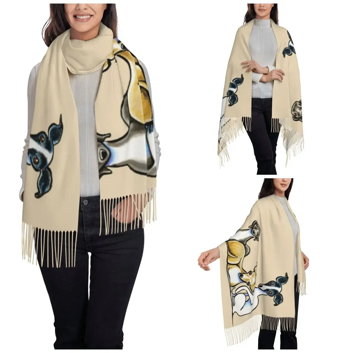 Italian Greyhound Scarf for Womens Warm Winter Shawls and Wrap Greyhound Whippet Lurcher Dog Long Shawl Scarf for Daily Wear