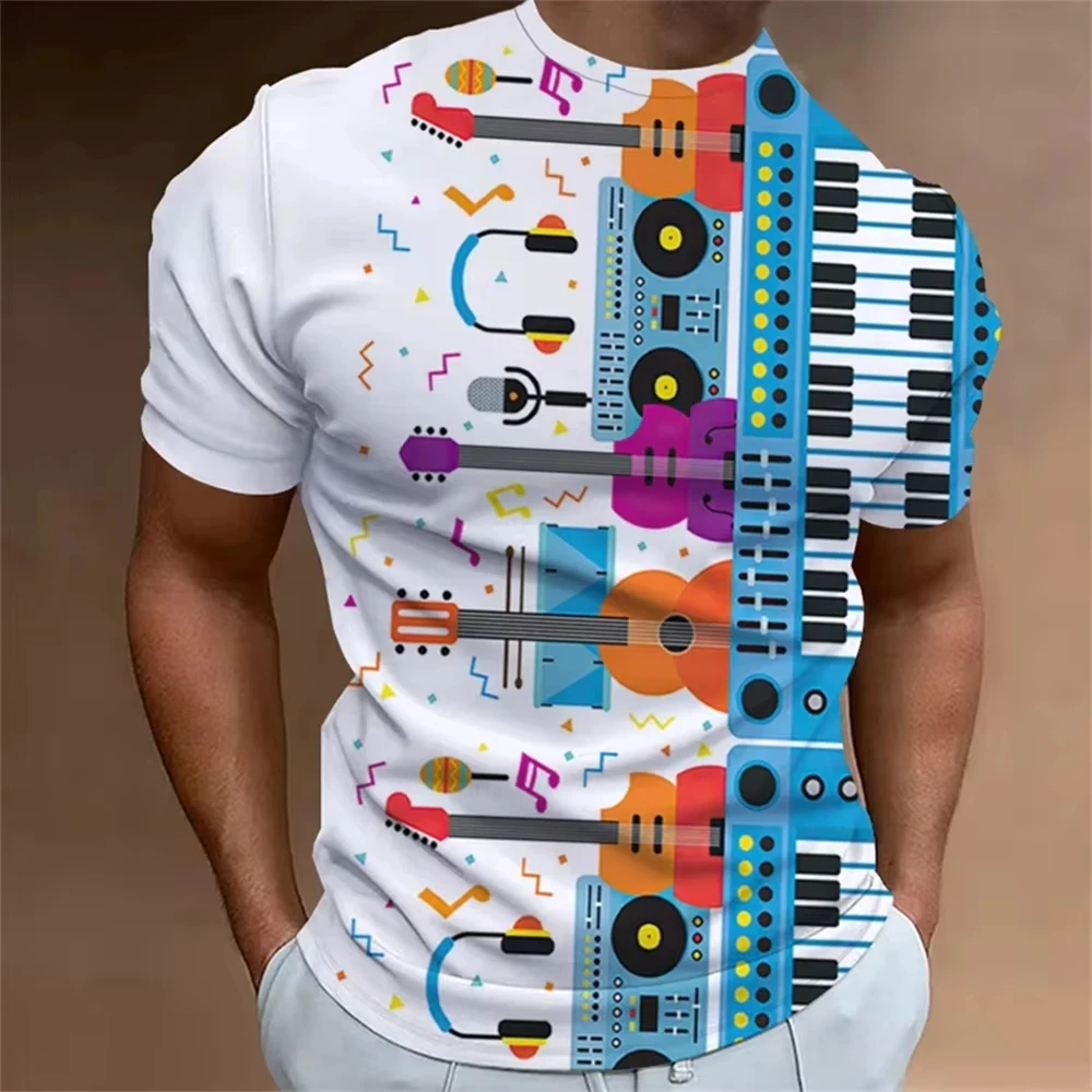 Summer Music Notes Pattern 3D Print Men T-Shirts Men Women T shirt Short Sleeve  Harajuku Tee Top Women T-Shirt Kid TShirt Y2k image 4