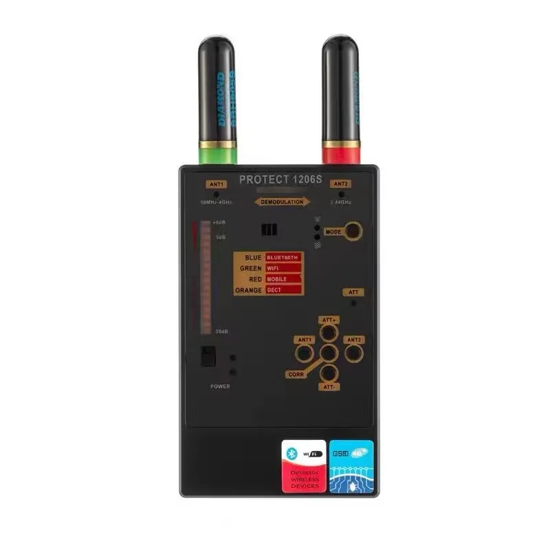 كاشف بلوتوث رقمي احترافي 1206S، جهاز تتبع GSM/GPS/كاشف WiFi Hunter Sweeper، كاميرا مضادة للتجسس، ابحث عن صاعق الحشرات بالليزر