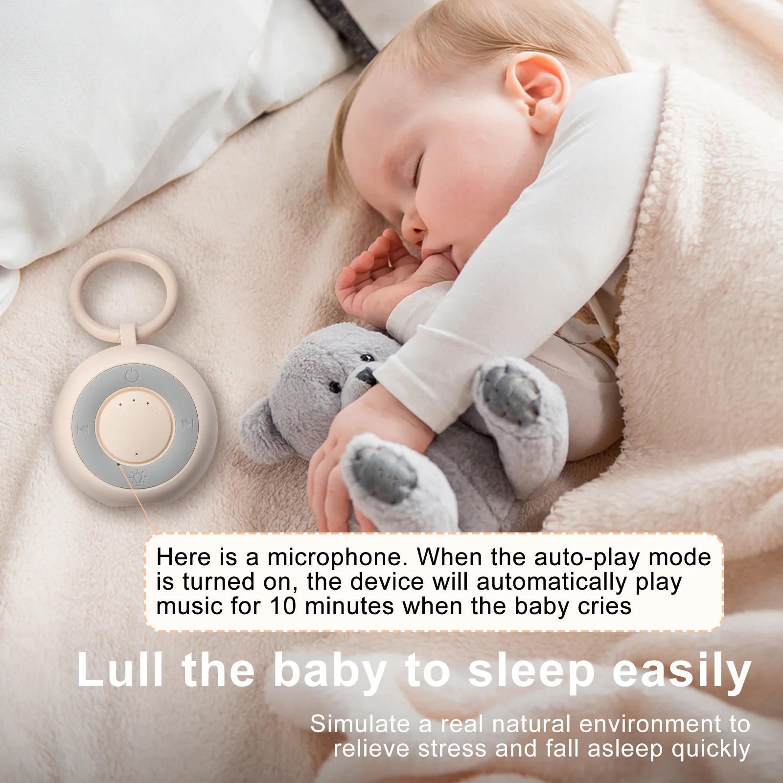 

Portable Rechargeable Baby White Noise Speaker Timer Function Soft Night Light Sleep Aid Machine for Baby Sleeping