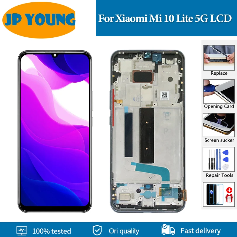 6.47'' AMOLED LCD For Xiaomi MI 10 Lite 5G LCD Display Touch Screen Replacement For MI10 Lite 5G Mi10lite M2002J9G Repair Parts