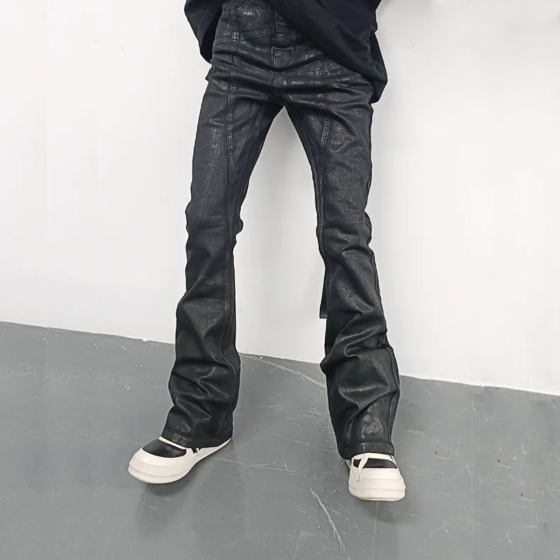 Rick 2026 Wax Pants RO - Pure Handmade Waxing Five-pointed Star Coated Denim Pants with High Elasticity for Speakers, Dark Style