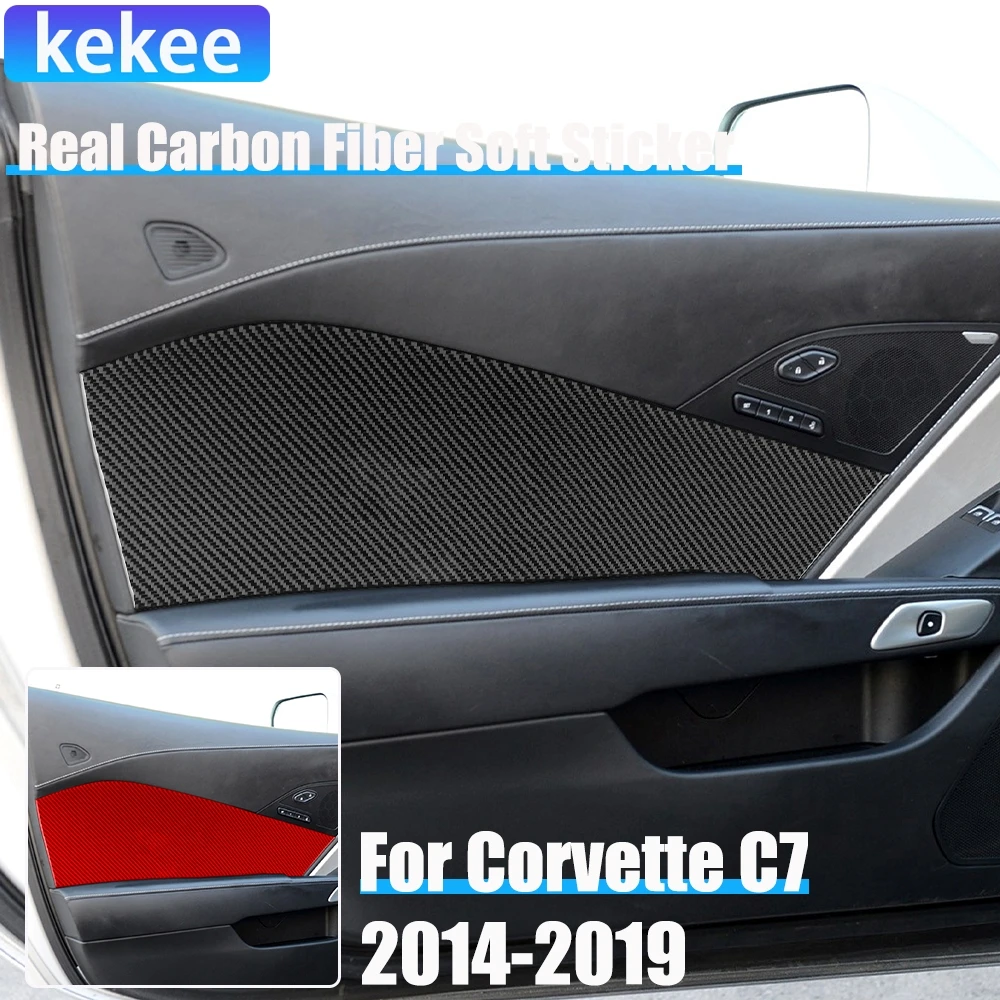 

Настоящее углеродное волокно, автомобильные аксессуары, дверная панель, декоративная накладка, мягкая наклейка для Corvette C7 LT1 Z06 ZR1 LT5 2014-2019