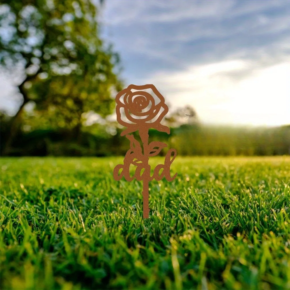 Rose Memorial Garden Stake Metal Wall Art Iron Condolence Grave Hanging Mural Sympathy Decor Gift