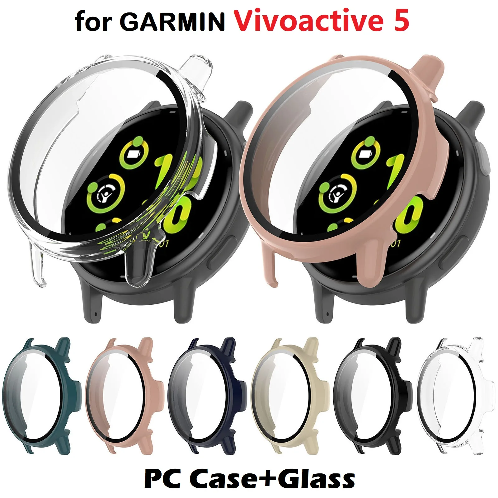 

30PCS Protective Cover for Garmin Vivoactive 5 Smart Watch Hard PC Bumper ACTIVE 5 Case Tempered Glass Screen Protector