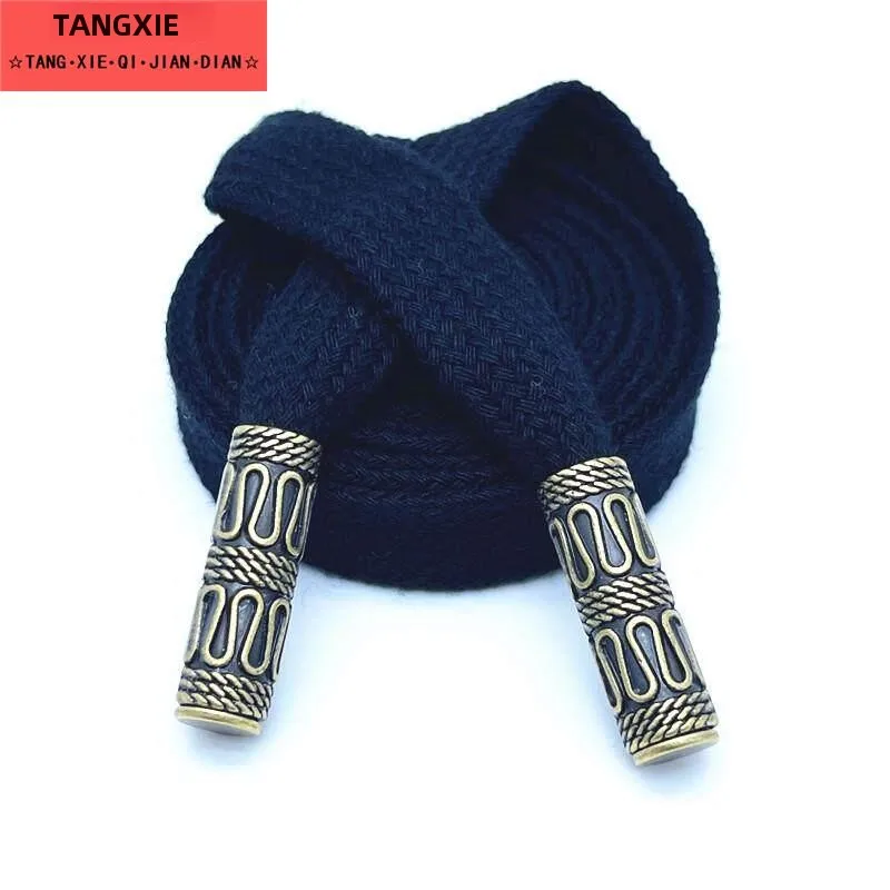 カジュアルな伸縮性のある金属ヘッド付き5mm幅コットンフラットロープdiyスウェットシャツキャップロープスポーツスーツパンツロープベルトホームファブリック