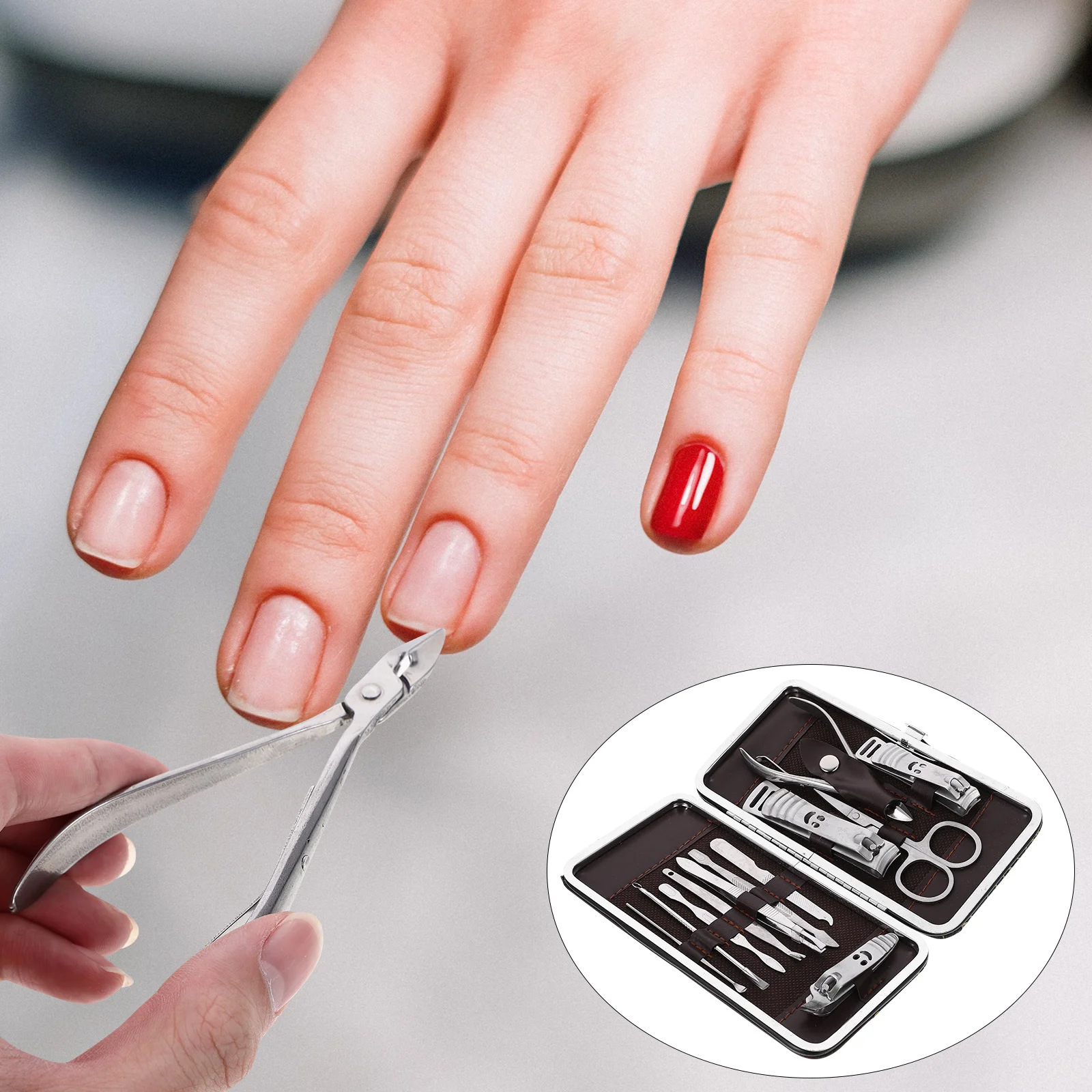 Set per unghie da 12 pezzi Kit per manicure pedicure in acciaio inossidabile Kit per toelettatura da viaggio Strumenti per la cura delle unghie personali Kit per manicure Set per pedicure