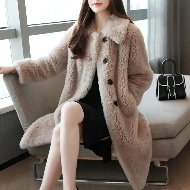 Winter Jacket Faux Fur Coats Womens Loose Fur All-in-one Particle Imitation Lamb Wool Long Shearling Jackets Female Outwear