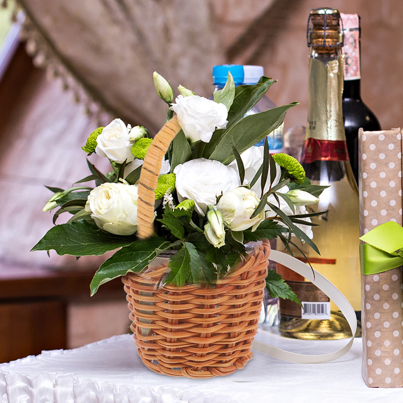 

4pcs Mini Woven Basket Miniature Storage Basket For Decorative Accessories Desktop Flower Ornament Micro Landscaping Prop